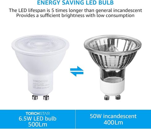 TORCHSTAR 12-Pack GU10 LED Bulbs Dimmable, 500LM 50W Halogen Equivalent, 4000K Cool White, 40° Beam Angle MR16 Spot Light Bulb for Recessed Lighting Track Lighting, UL & Energy Star Listed in Saudi Arabia