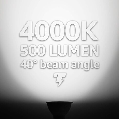 TORCHSTAR 12-Pack GU10 LED Bulbs Dimmable, 500LM 50W Halogen Equivalent, 4000K Cool White, 40° Beam Angle MR16 Spot Light Bulb for Recessed Lighting Track Lighting, UL & Energy Star Listed in Saudi Arabia