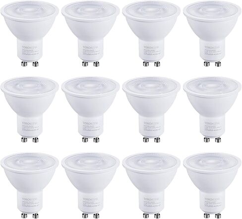 TORCHSTAR 12-Pack GU10 LED Bulbs Dimmable, 500LM 50W Halogen Equivalent, 4000K Cool White, 40° Beam Angle MR16 Spot Light Bulb for Recessed Lighting Track Lighting, UL & Energy Star Listed in Saudi Arabia