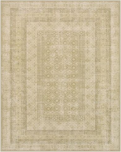 Lahome Vintage 8x10 Area Rugs, Soft Washable Rugs 8x10 Rugs for Living Room, Ultra-Thin Non-Slip Brown Bedroom Rug Stain Resistant Large Accent Rugs for Office Dining Room (8x10ft,Brown) in Kuwait
