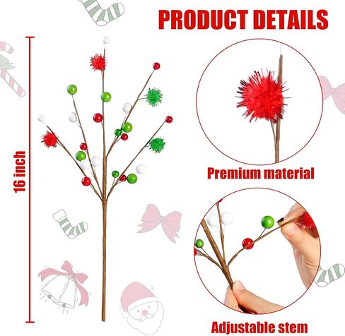 Sggvecsy 6 Pack 15.7’’ Artificial Berry Stem Picks Patriotic Pip Berry Stems Red White Blue Stars Floral Berry Spray Picks for 4th of July Independence Day Memorial Day Wedding Home Party Decoration in Saudi Arabia