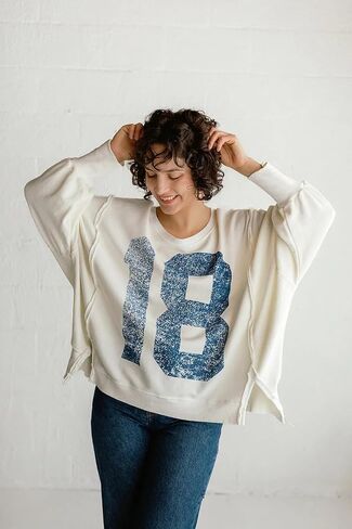 utcoco Oversized Sweatshirt for Women Letter Graphic Crew Neck Long Sleeve Shirts Fashion Hoodies Tops in Saudi Arabia