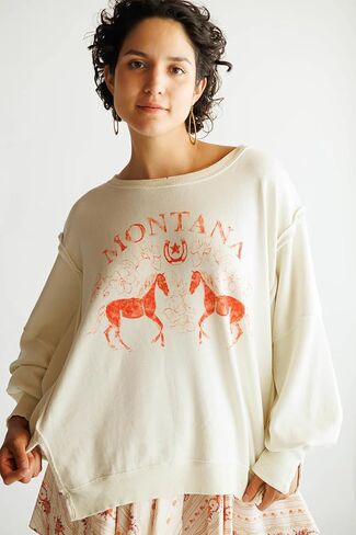 سويت شيرت نسائي كبير الحجم من utcoco برقبة دائرية وأكمام طويلة وقمصان بقلنسوة عصرية in Kuwait