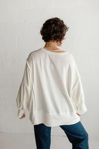 سويت شيرت نسائي كبير الحجم من utcoco برقبة دائرية وأكمام طويلة وقمصان بقلنسوة عصرية in Kuwait