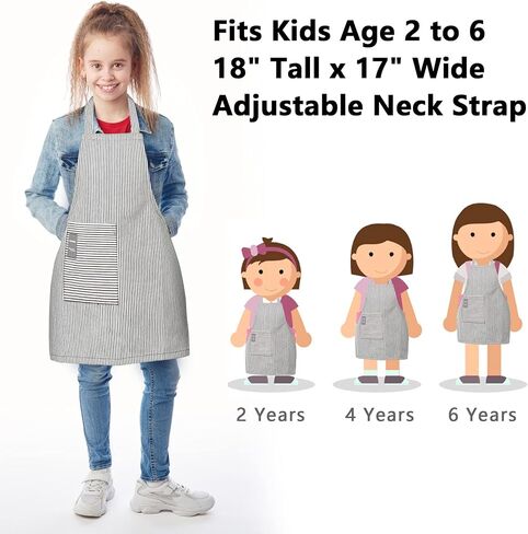 Kids Apron, Toddler Cotton Adjustable Bib Chef Apron with Pocket, For Children Age 2 to 5 years, Boys Girls in Saudi Arabia