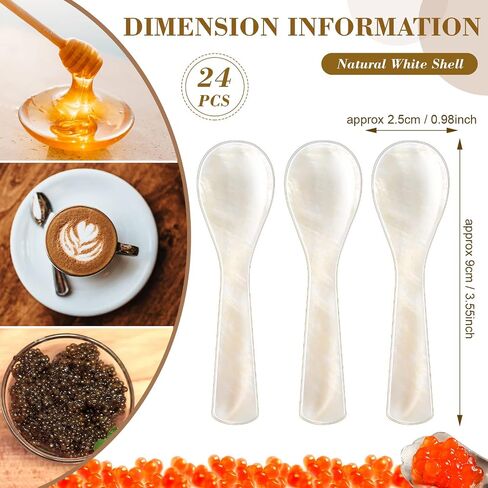 Caviar Spoons Mother of Pearl MOP Caviar Spoons with Hand Craft W Round Handle for Caviar, Egg, Ice Cream, Salt, Coffee Serving, Restaurant Serving Set (6 Pieces, 3.55 Inch) in Kuwait