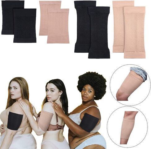 2 Pairs Plus Size Arm Shapers, Arm Compression Sleeve Upper Arm Sleeve for women,2 Pairs Plus Size Slimming Compression Leg Wrap for Women in Saudi Arabia
