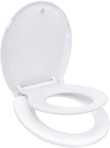 Round Toilet Seat with Toddler Seat Built In Slow Close, Family Toilet Seat with Potty Training Seat Built-in, Standard Toilet Seats White in Saudi Arabia