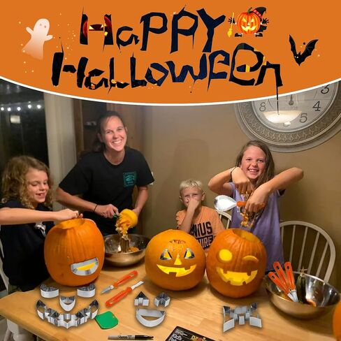 pumpkin carving tools bulk for party,halloween pumpkin carving kit with stencils adults,pumpkin carving tools family pack,kid safe pumpkin carving set (24 PCS) in Saudi Arabia