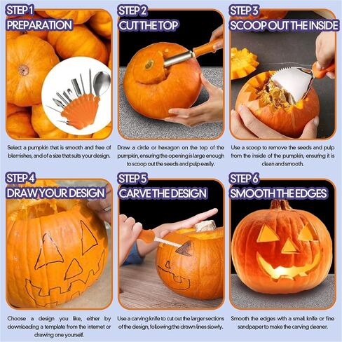 pumpkin carving tools bulk for party,halloween pumpkin carving kit with stencils adults,pumpkin carving tools family pack,kid safe pumpkin carving set (24 PCS) in Saudi Arabia