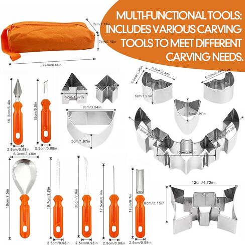 pumpkin carving tools bulk for party,halloween pumpkin carving kit with stencils adults,pumpkin carving tools family pack,kid safe pumpkin carving set (24 PCS) in Saudi Arabia