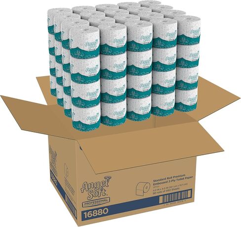 Georgia-Pacific Angel Soft Toilet Paper, 16880, Bulk Case of 80 Rolls, 450 Sheets Per Roll, Individually Wrapped, 2-Ply Soft and Strong Toilet Tissue in Saudi Arabia