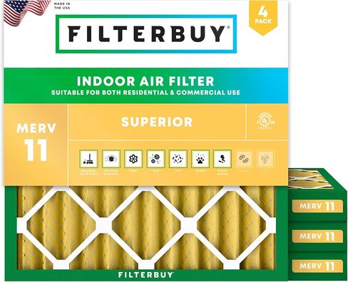 Filterbuy 16x16x2 Air Filter MERV 11 Allergen Defense (4-Pack), Pleated HVAC AC Furnace Air Filters Replacement (Actual Size: 15.50 x 15.50 x 1.75 Inches) in Saudi Arabia