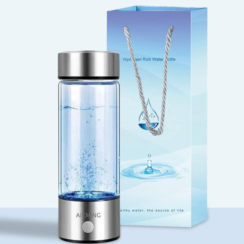 Hydrogen Water Bottle, Portable Hydrogen Water Ionizer Machine, Hydrogen Water Generator, Rechargeable Hydrogen Rich Water Glass Health Cup for Home Travel (Silvery) in Saudi Arabia