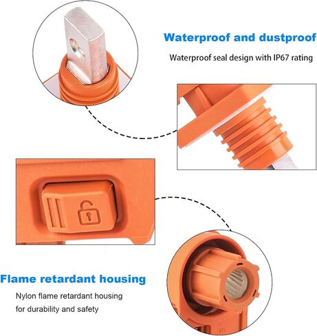Battery Energy Storage Connector, Connectors High Current Quick Plug Terminal Flame Retardant IP67 Waterproof Elbow Power Terminal Right Angle Crimping Wiring 120A/200A (Positive Electrode) in Kuwait