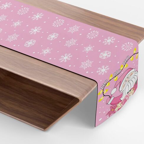 Pink Santa Christmas Table Runner, Ho Ho Ho Kitchen Dining Table Decorations for Indoor Outdoor Home Party Decor 13 x 72 Inch in Saudi Arabia
