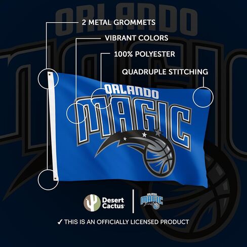 صبار الصحراء أورلاندو ماجيك فلاج NBA 100% بوليستر للاستخدام الداخلي والخارجي 3 × 5 أقدام أعلام فريق الرابطة الوطنية لكرة السلة (العلم #2) in Saudi Arabia
