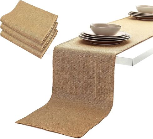 12 x 108 Inch Rustic Jute Table Runners and Placemats Bulk, Farmhouse Style Party, for Western Wedding Table Decorations, Holiday, Kitchen Coffee Table Decorative Covers in Saudi Arabia