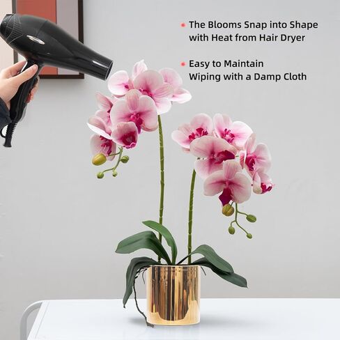 Artificial Orchid Flowers White Faux Orchids with Ceramic Vase Vivid Fake Phalaenopsis Flower Arrangement Gorgeous Artificial Plants for Office Desk Wedding Party Exhibition Center & Home Table Decor in Kuwait