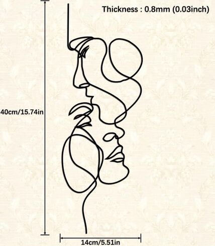Metal Facial Line Minimalist Art Wall Sculpture Abstract Metal Wire Geometric Facial Line Drawing Art Statue Modern Black Home Hanging Wall Art Decor for Living Room Bedroom Office(15.8 * 5.5inch) in Saudi Arabia