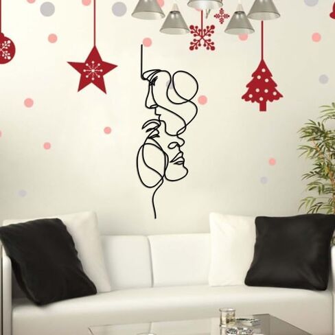 Metal Facial Line Minimalist Art Wall Sculpture Abstract Metal Wire Geometric Facial Line Drawing Art Statue Modern Black Home Hanging Wall Art Decor for Living Room Bedroom Office(15.8 * 5.5inch) in Saudi Arabia