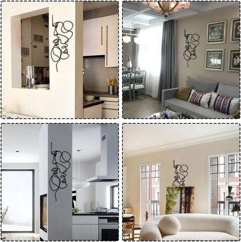 Metal Facial Line Minimalist Art Wall Sculpture Abstract Metal Wire Geometric Facial Line Drawing Art Statue Modern Black Home Hanging Wall Art Decor for Living Room Bedroom Office(15.8 * 5.5inch) in Saudi Arabia