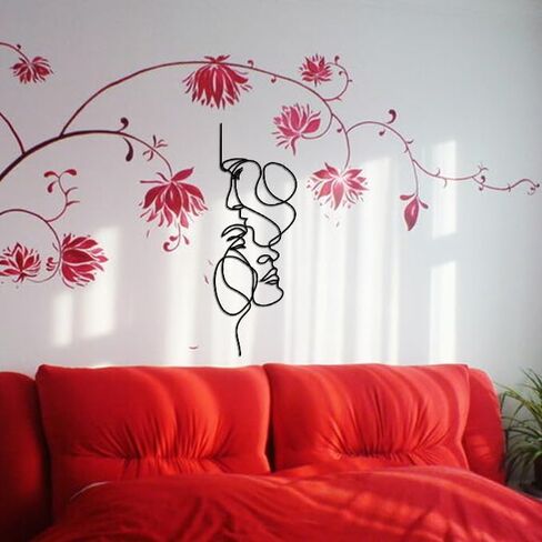 Metal Facial Line Minimalist Art Wall Sculpture Abstract Metal Wire Geometric Facial Line Drawing Art Statue Modern Black Home Hanging Wall Art Decor for Living Room Bedroom Office(15.8 * 5.5inch) in Saudi Arabia