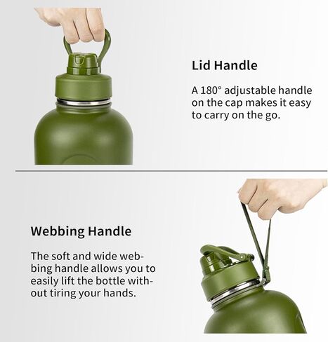 زجاجة مياه معزولة بوزن 32 أونصة من توفييل، زجاجة مياه معزولة بتفريغ الهواء بجدار مزدوج مع شفاطة، غطاء قفل مقاوم للتسرب مع فوهة من السيليكون الناعم، قابلة لإعادة الاستخدام، خالية من مادة BPA، أسود منتصف الليل in Kuwait