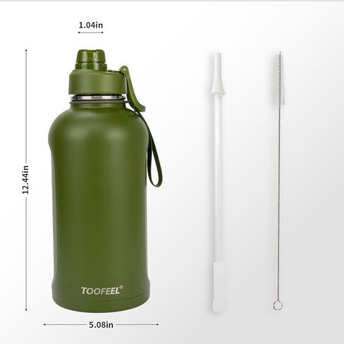 زجاجة مياه معزولة بوزن 32 أونصة من توفييل، زجاجة مياه معزولة بتفريغ الهواء بجدار مزدوج مع شفاطة، غطاء قفل مقاوم للتسرب مع فوهة من السيليكون الناعم، قابلة لإعادة الاستخدام، خالية من مادة BPA، أسود منتصف الليل in Kuwait