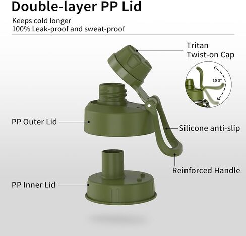 زجاجة مياه معزولة بوزن 32 أونصة من توفييل، زجاجة مياه معزولة بتفريغ الهواء بجدار مزدوج مع شفاطة، غطاء قفل مقاوم للتسرب مع فوهة من السيليكون الناعم، قابلة لإعادة الاستخدام، خالية من مادة BPA، أسود منتصف الليل in Kuwait