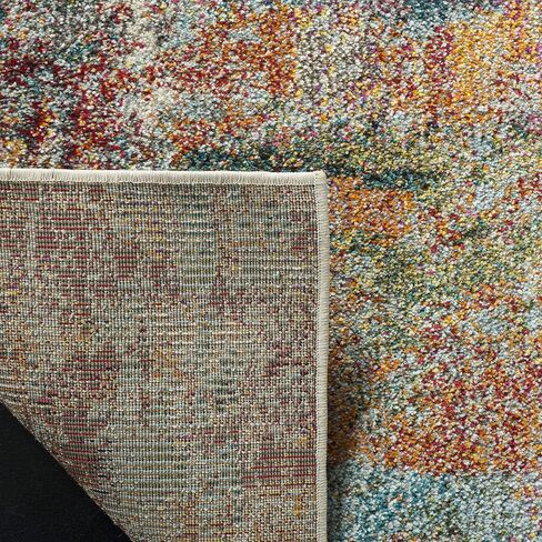 SAFAVIEH Monaco Collection Area Rug - 6'7" x 9'2", Teal & Orange, Modern Boho Abstract Design, Non-Shedding & Easy Care, Ideal for High Traffic Areas in Living Room, Bedroom (MNC262M) in Saudi Arabia