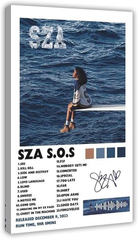 ملصق MYEDTCK Sza ملصق ألبوم موسيقى Sza Sos 1 ملصق قماشي لديكور غرفة النوم منظر طبيعي لغرفة المكتب هدية بدون إطار: 12 × 18 بوصة (30 × 45 سم) in Saudi Arabia