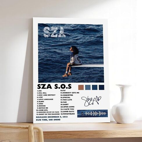 ملصق MYEDTCK Sza ملصق ألبوم موسيقى Sza Sos 1 ملصق قماشي لديكور غرفة النوم منظر طبيعي لغرفة المكتب هدية بدون إطار: 12 × 18 بوصة (30 × 45 سم) in Saudi Arabia