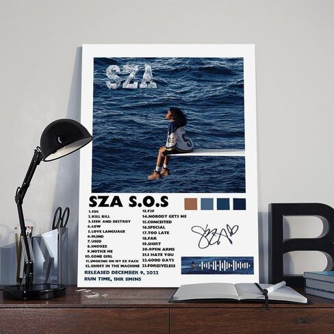 ملصق MYEDTCK Sza ملصق ألبوم موسيقى Sza Sos 1 ملصق قماشي لديكور غرفة النوم منظر طبيعي لغرفة المكتب هدية بدون إطار: 12 × 18 بوصة (30 × 45 سم) in Saudi Arabia