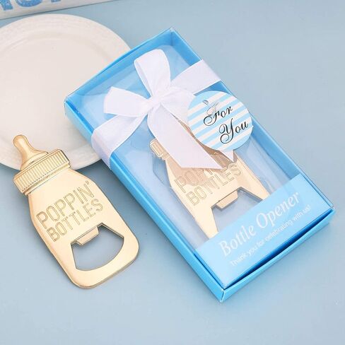 Set of 24 Bottle Opener Baby Shower Favor For Guest,Cute Poppin Bottle Shaped Bottle Opener Favors for Baby Shower Souvenir Supplies and Decorations For Boy or Girl (Real Blue, 24) in Saudi Arabia