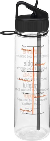 Fight Like a Girl Brave SlimKim 30 oz Motivational Water Bottle with Time Marker & Straw for Breast Cancer Awareness - Reusable Clear Water Bottle for Workout, Gym, Travel - Hot Pink in Kuwait