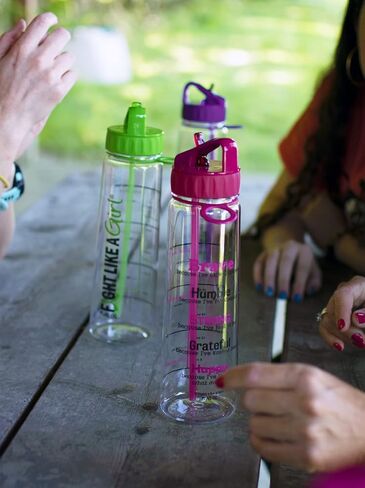 Fight Like a Girl Brave SlimKim 30 oz Motivational Water Bottle with Time Marker & Straw for Breast Cancer Awareness - Reusable Clear Water Bottle for Workout, Gym, Travel - Hot Pink in Kuwait