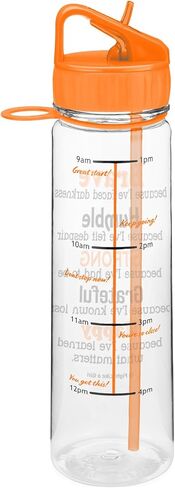 Fight Like a Girl Brave SlimKim 30 oz Motivational Water Bottle with Time Marker & Straw for Breast Cancer Awareness - Reusable Clear Water Bottle for Workout, Gym, Travel - Hot Pink in Kuwait