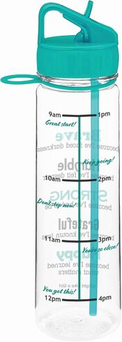 Fight Like a Girl Brave SlimKim 30 oz Motivational Water Bottle with Time Marker & Straw for Breast Cancer Awareness - Reusable Clear Water Bottle for Workout, Gym, Travel - Hot Pink in Kuwait