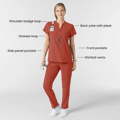 Wink Women's Mandarin Collar Scrub Top in Saudi Arabia