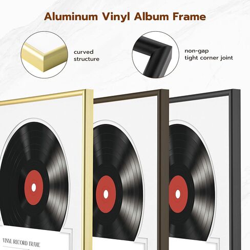 إطار تسجيل من الفينيل من Fun Memories مقاس 16 × 25 بوصة، إطار تسجيل من الألومنيوم لعرض الحائط غطاء LP من الفينيل، إطار ألبوم تسجيل مع زجاج مقسى عالي الدقة، سجادات مزدوجة الجوانب، أسود in Saudi Arabia