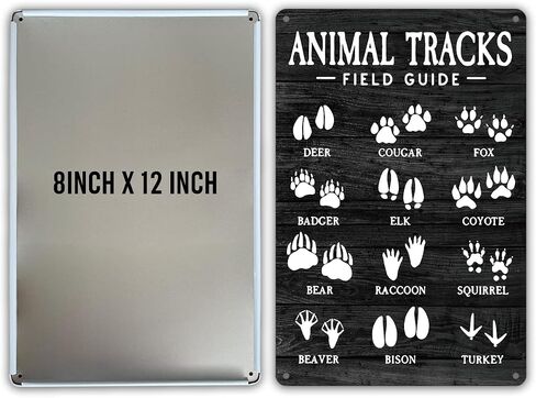 Funny Black Animal Tracks Field Guide Metal Tin Sign Wall Decor Rustic Woodland Theme Nursery Sign for Home Office Nursery Bedroom Decor Gifts in Saudi Arabia