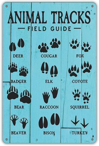Funny Black Animal Tracks Field Guide Metal Tin Sign Wall Decor Rustic Woodland Theme Nursery Sign for Home Office Nursery Bedroom Decor Gifts in Saudi Arabia