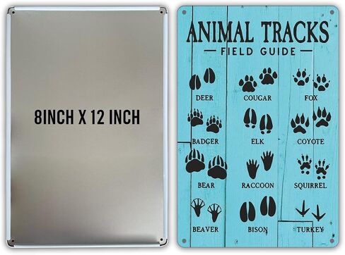 Funny Black Animal Tracks Field Guide Metal Tin Sign Wall Decor Rustic Woodland Theme Nursery Sign for Home Office Nursery Bedroom Decor Gifts in Saudi Arabia