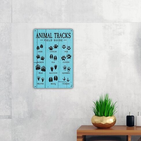 Funny Black Animal Tracks Field Guide Metal Tin Sign Wall Decor Rustic Woodland Theme Nursery Sign for Home Office Nursery Bedroom Decor Gifts in Saudi Arabia
