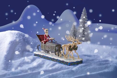 Enesco Disney Traditions Collection by Jim Shore The Nightmare Before Christmas Santa Jack in Sleigh and Skull Reindeer Figurine- Hand Painted Crafted Collectible Disney Figurines Home Decor, 6.5 Inch in Saudi Arabia