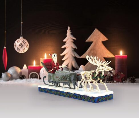 Enesco Disney Traditions Collection by Jim Shore The Nightmare Before Christmas Santa Jack in Sleigh and Skull Reindeer Figurine- Hand Painted Crafted Collectible Disney Figurines Home Decor, 6.5 Inch in Saudi Arabia