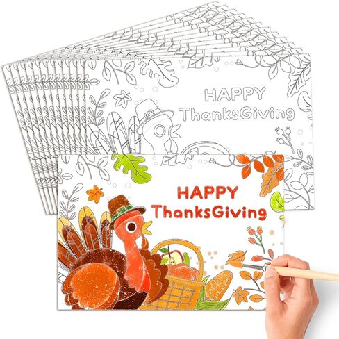 مفارش تلوين عيد الشكر 12 قطعة، زينة طاولة عيد الشكر الخاصة بك للأطفال، 27.94 سم × 40.64 سم، مفرش طاولة عيد الشكر للاستعمال مرة واحدة لديكور حفلات الأطفال في الخريف والخريف in Kuwait