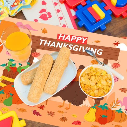 مفارش تلوين عيد الشكر 12 قطعة، زينة طاولة عيد الشكر الخاصة بك للأطفال، 27.94 سم × 40.64 سم، مفرش طاولة عيد الشكر للاستعمال مرة واحدة لديكور حفلات الأطفال في الخريف والخريف in Kuwait