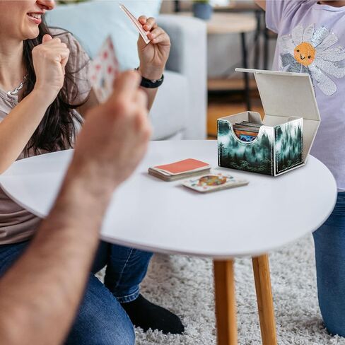 صندوق بطاقات لبطاقات MTG، أكثر من 100 بطاقة ذات أكمام واحدة، حافظة بطاقات تجارية، مغناطيس قوي، صندوق تجميع سحري، صندوق تخزين بطاقات التداول من جلد البولي يوريثان لـ TCG، CCG، بطاقات MTG، عويل الذئب/القمر in Saudi Arabia